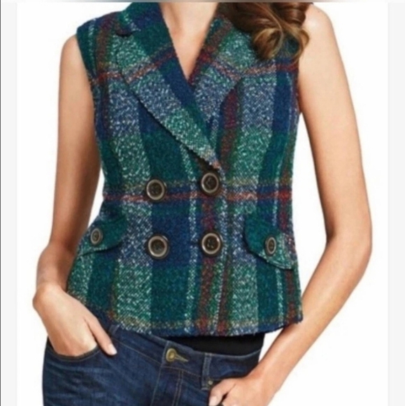 CAbi Wool Blend Tweed Double Breasted Vest SZ XS - Picture 2 of 11